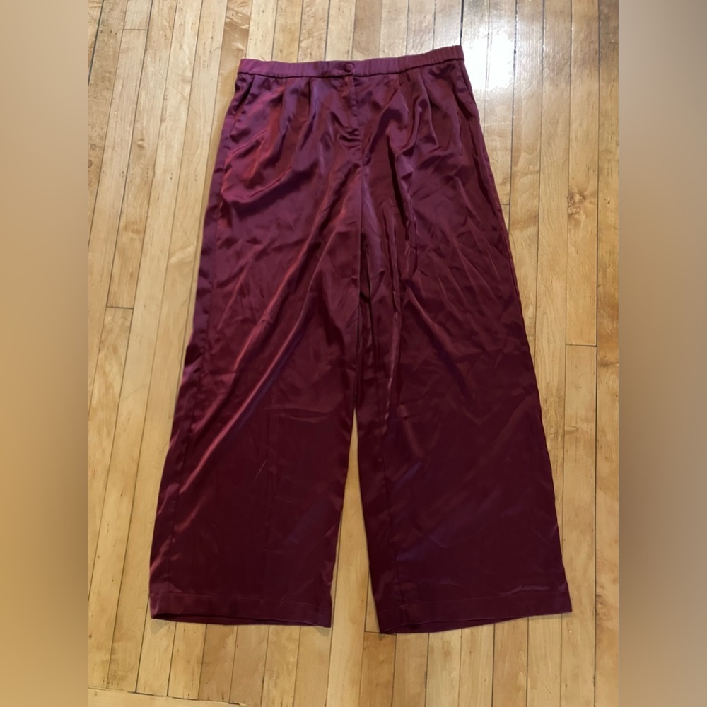 11 Honore Burgundy Maroon Satin Pants